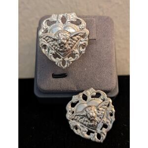 Vintage Cherub Angel 3D Milagro Mexico 925 Sterling Silver Post Pierced Earrings